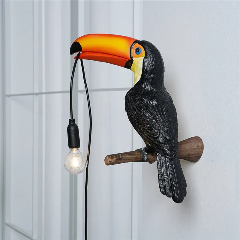 Toucan Resin Wall Lamps LED Decorative Wall Light for Bedroom Bedside Lamp Modern Living Room Home Decoration with Free Bulb USB