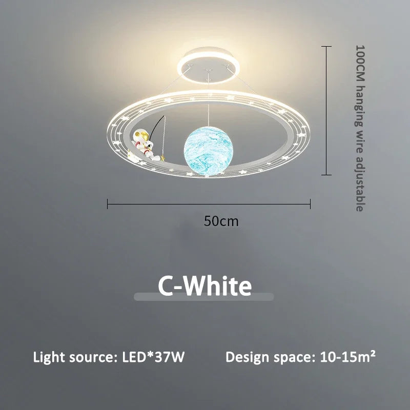 Children's Room Pendant Lamp Creative Cartoon Astronaut Starry Sky Boy Girls Bedroom Chandelier Modern Restaurant Lighting Decor