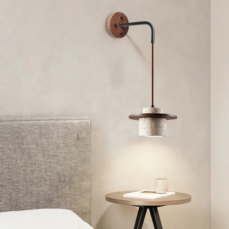 Wabi-sabi bedroom bedside wall lamp designer creative atmosphere retro dining room study living room wall hanging lights
