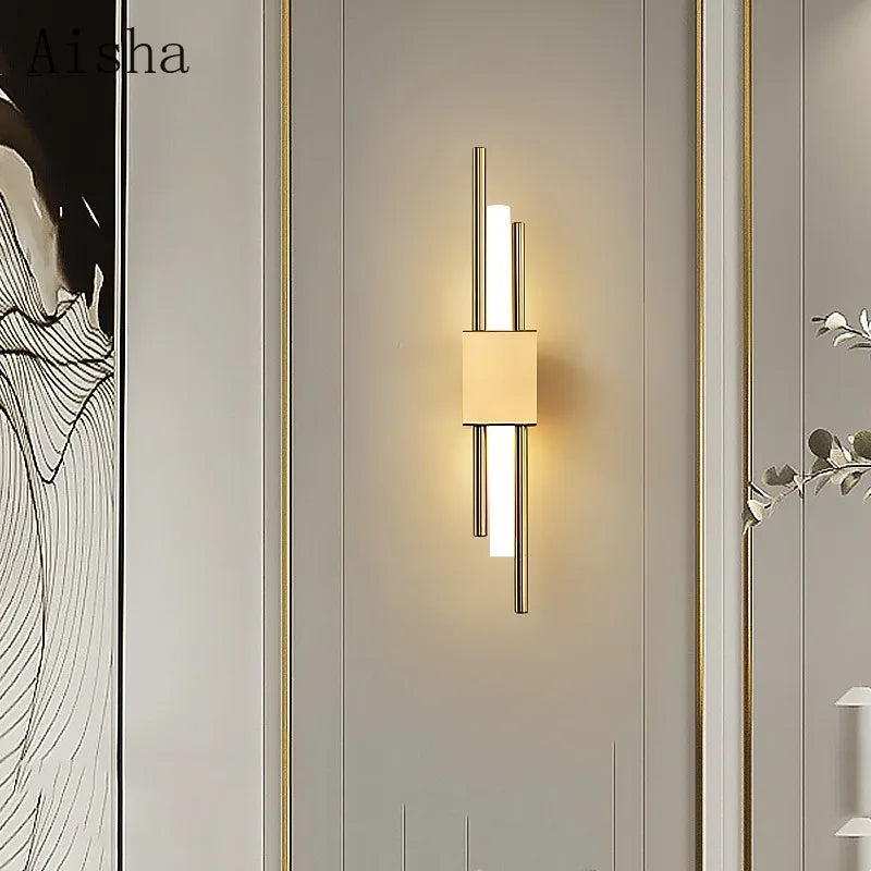 Nordic Gold/Black Bedhead Wall Light Luxury Bedroom Living Room Sofa Stairway Corridor Lighting Fixtures LED 85-240V