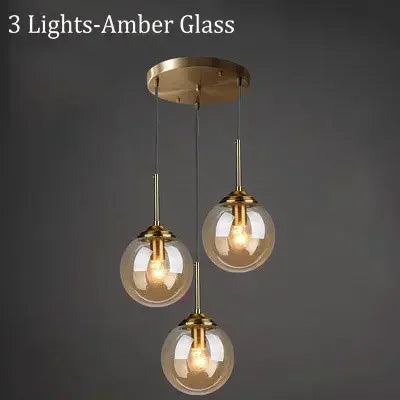 Modern 3-Light Glass Pendant Lamp – Adjustable Kitchen Island Hanging Light (E27)