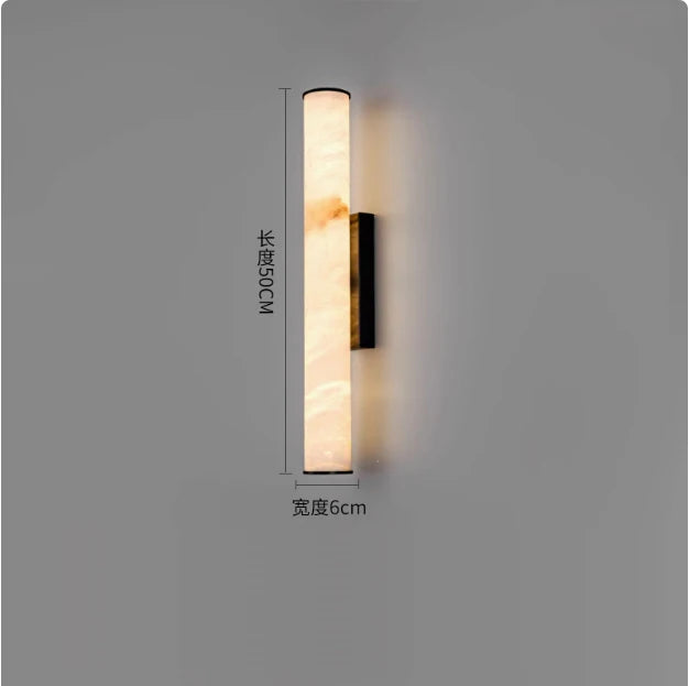 Modern Marble Effect LED Wall Light – Slim Vertical Art Deco Sconce