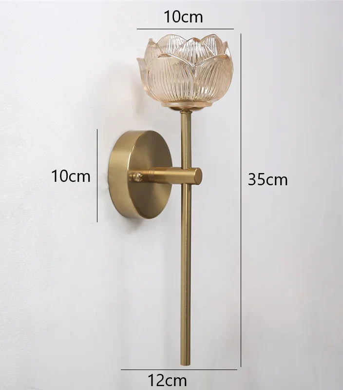 Nordic Crystal Lotus Wall Lamp LED Bedroom Bedside Background Light Modern Decoration Corridor Lighting Aisel Wall Sconce Lights