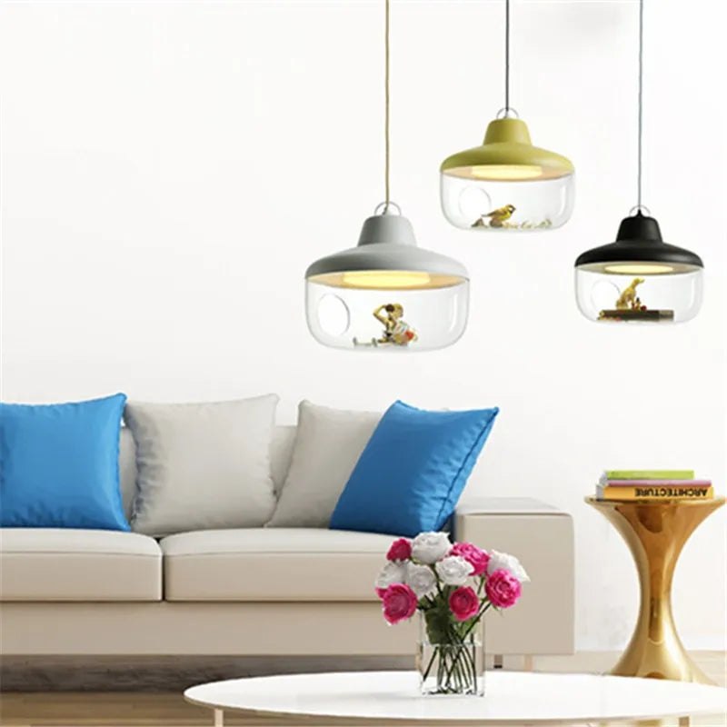 Nordic Cartoon Glass Pendant Light – Kids Room Decorative Hanging Lamp
