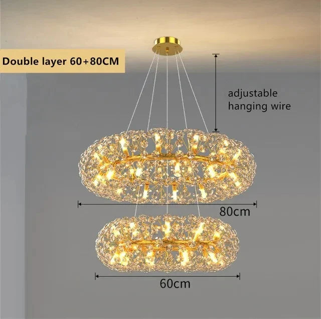 New Design Sun Flower Crystal Chandeliers for Living Room Kitchen Island Loft  LED Pendant Lighting House Decor Suspension Lamp