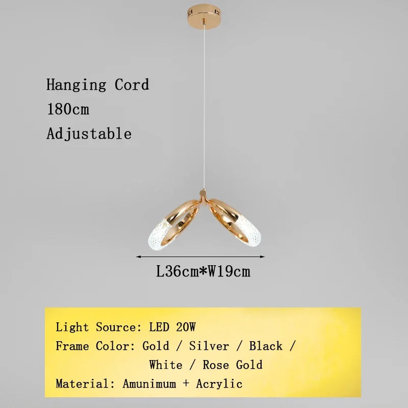 Nordic Designer Gold Ring LED Pendant Chandeliers House Decor Lighting Fixture Living Room Ceiling Hanging Lamp Circle Lustre