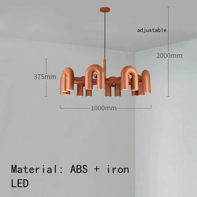 Nordic Designer U-shaped Water Pipe Chandelier Ins Rotatable Variable Shape Bedroom Living Room Home LED Lighting Fixture Decor
