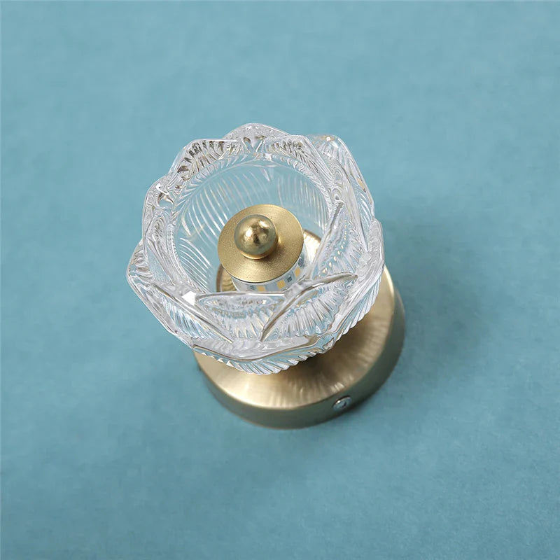 Nordic Crystal Lotus Wall Lamp LED Bedroom Bedside Background Light Modern Decoration Corridor Lighting Aisel Wall Sconce Lights