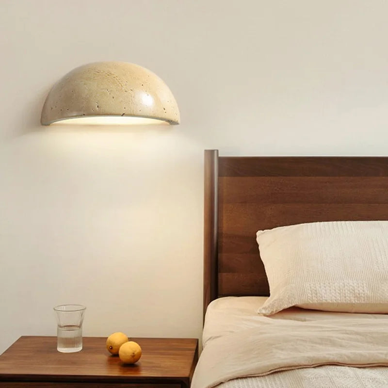 Bedroom bedside lamp designer creative living room background wall yellow cave stone wall light Japanese wabi-Sabi wind resident