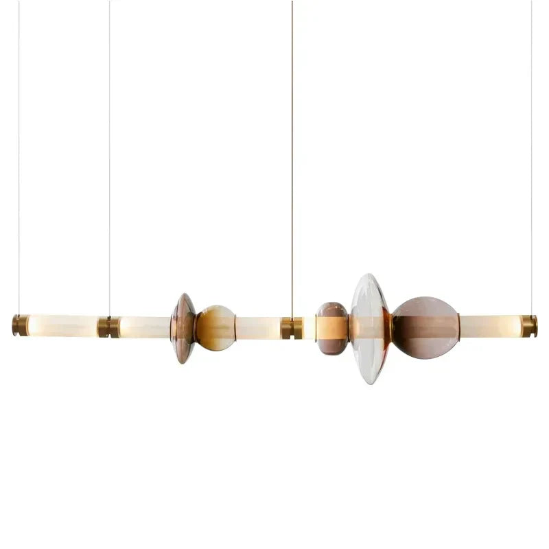 Nordic Linear Glass Pendant Light – Modern Dining Table Chandelier