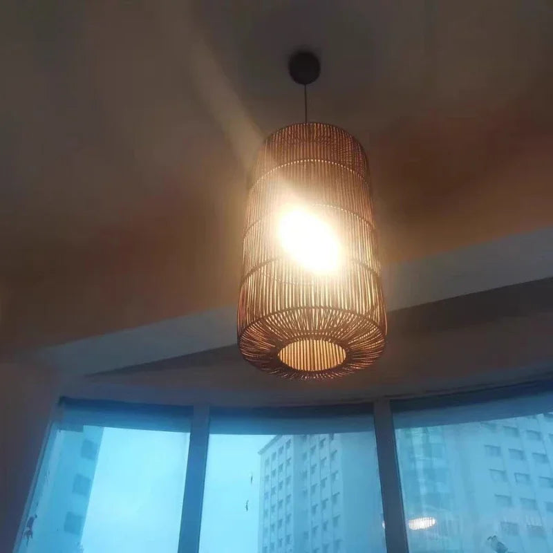 Chinese New Retro Handmade Rattan Pendant Lamp Homestay Living Room Restaurant Bedroom LED Chandelier Home Decor Light Fixtures