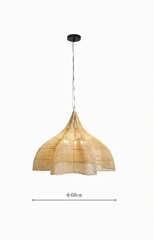 Handwoven Rattan Pendant Light – Wabi Sabi Bamboo Hanging Lamp