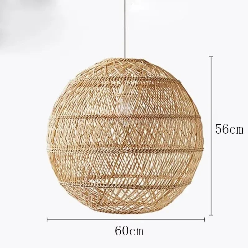 Chinese Handmade Woven Natural Rattan Pendant Lamp Living Room Restaurant Hotel Homestay Bedroom Led Chandelier Art Lights Decor
