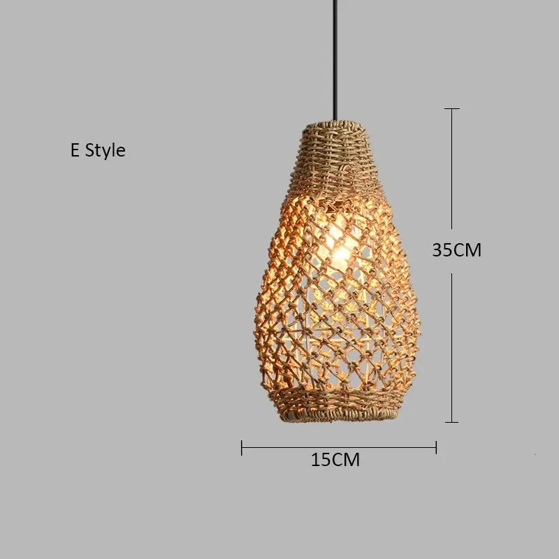 Bamboo Woven Pendant Lamp Rattan Woven Zen Tea Dining Japanese Bamboo Art Lantern Tea House Lighting Fixtures