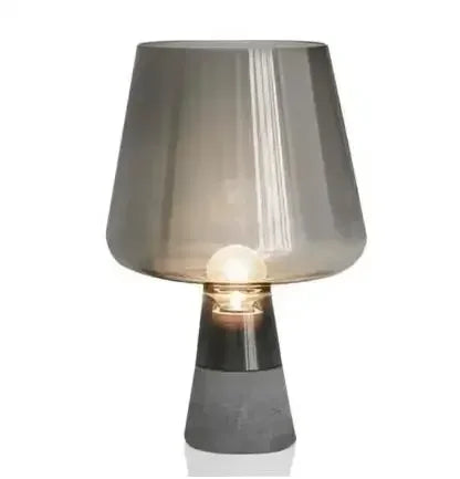 Modern Minimalist Cement Desk Lamp – LED Bedside Table Lamp with Grey Glass Shade