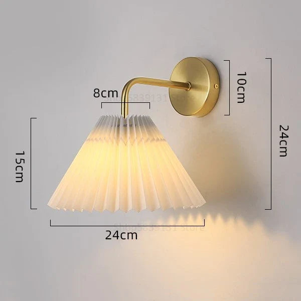 Modern Simple Wall Lamps LED Metal Curved Pleated Lampshade Wall Lamp Nordic Room Decor Living Room Aisle Background Wall Lights