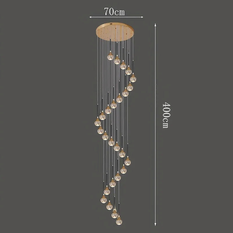 Nordic crystal lamps home decor Chandelier Glass ball living dining room Staircase Duplex indoor High-rise Ceiling Pendant light