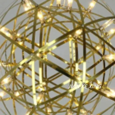 Netherlands Designer Oval Spark Ball Stainless Steel Pendant Chandelier for Living Room Hall Stair LED Indoor Lighting Fixtures