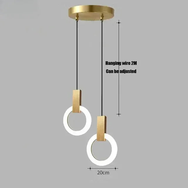 Nordic Simple LED Glass Pendant Lights Living Room Staircase Ring Creative Restaurant Bedroom Study Chandelier Home Decor Lamps