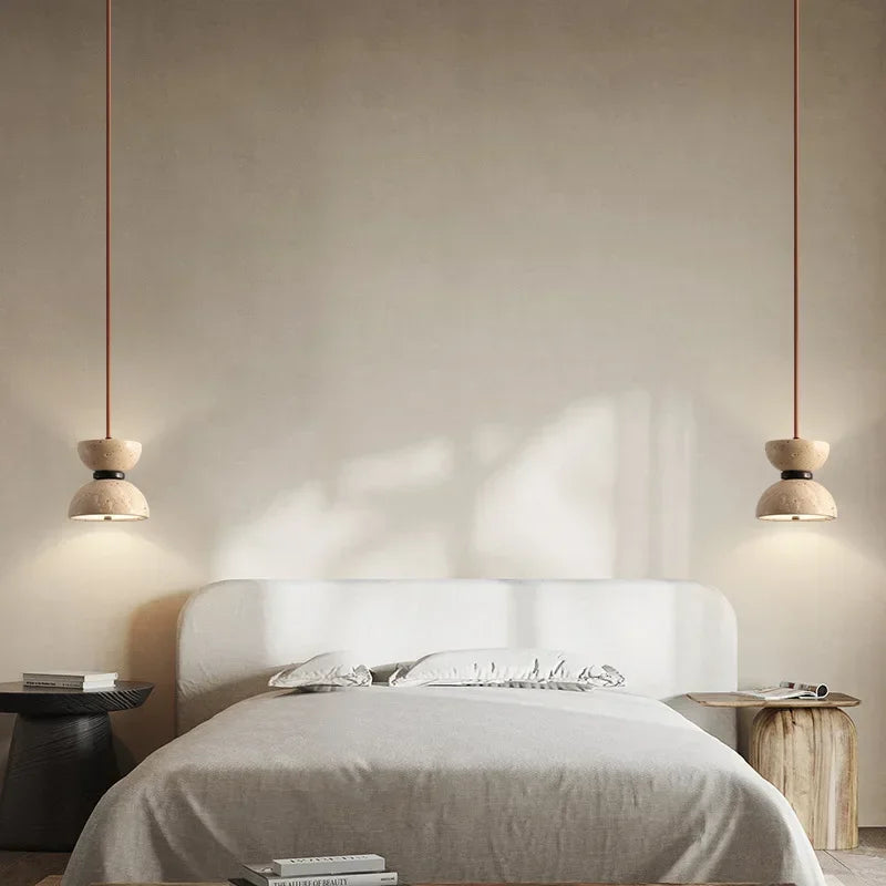 Led Pendant Lamp Bedroom Bedside Chandelier Stone Long Line Small Up And Down Light Japanese Style 110V220V For Home Dining Room