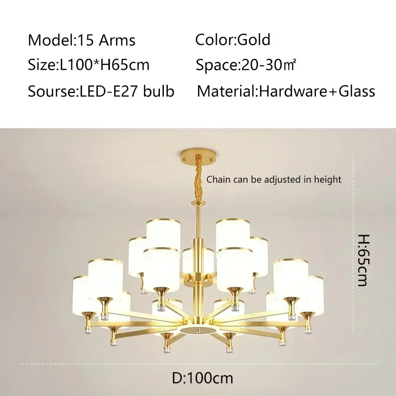 New Chinese Style Simple Chandelier Living Room Classical Restaurant Bedroom Trichromatic Pendant Lamp Retro Home Decor Lighting