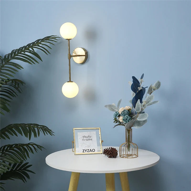Post-modern Wall Lamps LED Golden Simple Glass Wall Light with G9 Bulb Nordic Creative Bedroom Living Room Aisle Bedside Lamp