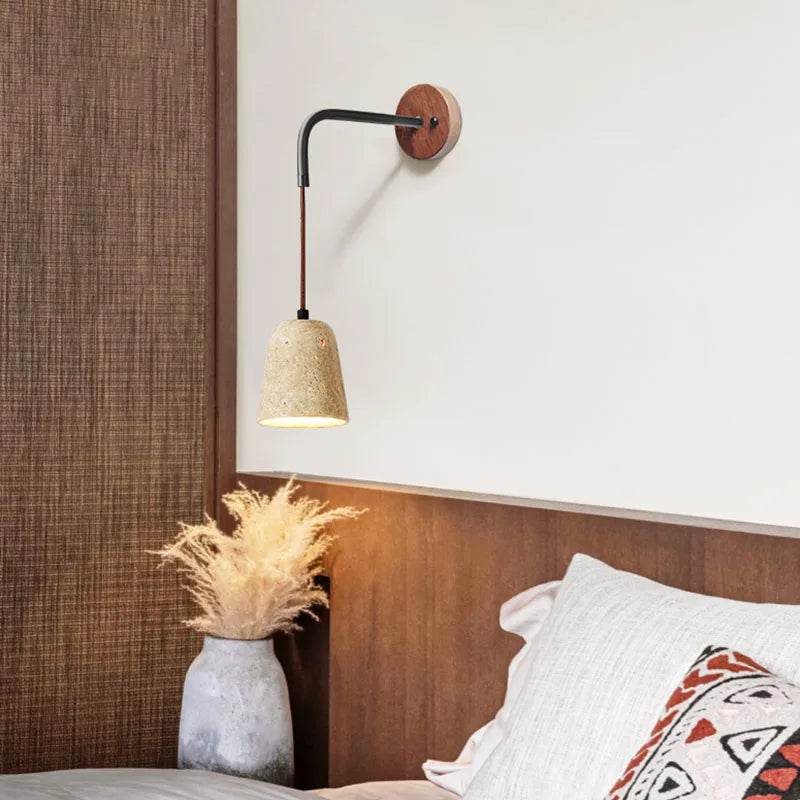 Huangdong stone wabi-Sabi wind bedroom bed wall lamp cream wind living room medieval designer retro home lamps
