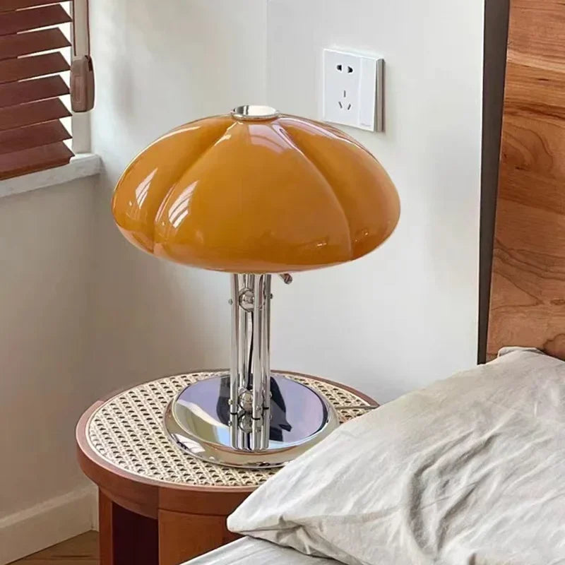Nordic Creative Pumpkin LED Desk Lamp Bedroom Bedhead Study Middle Bauhaus Retro Luxury Designer Living Room Atmosphere Light
