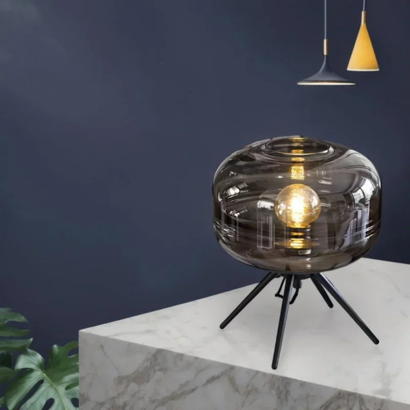 Nordic Minimalist Glass LED Desk Lamp – Modern Bedside Table Light for Bedroom & Living Room
