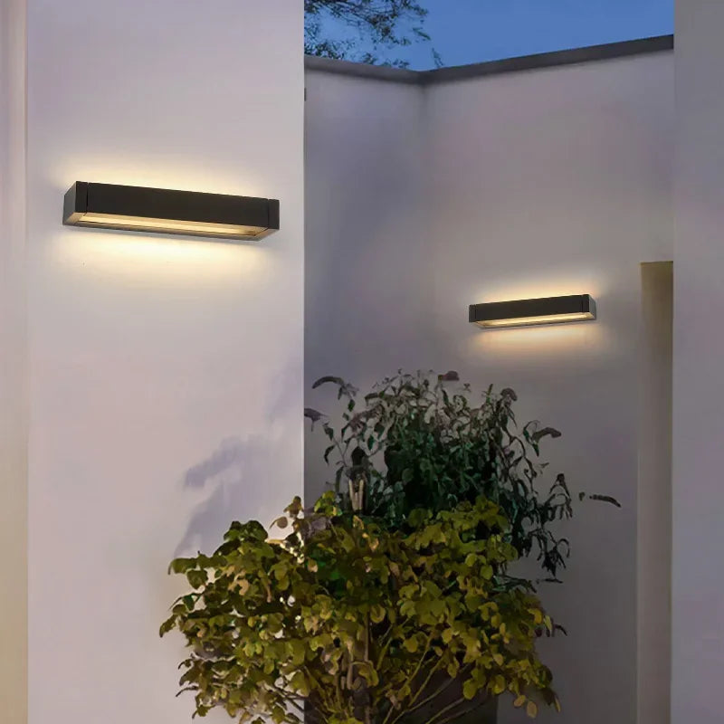 Outdoor Waterproof Wall Lamp Minimalist Style Patio Garden Wall Light Sign Plate Front Door Lights