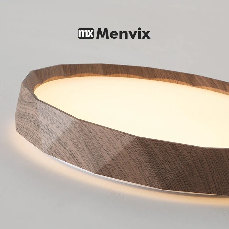 Nordic Walnut Colored Ceiling Light Retro And Minimalist Circular And Minimalist Eye Protection Bedroom Lighting Fixtures