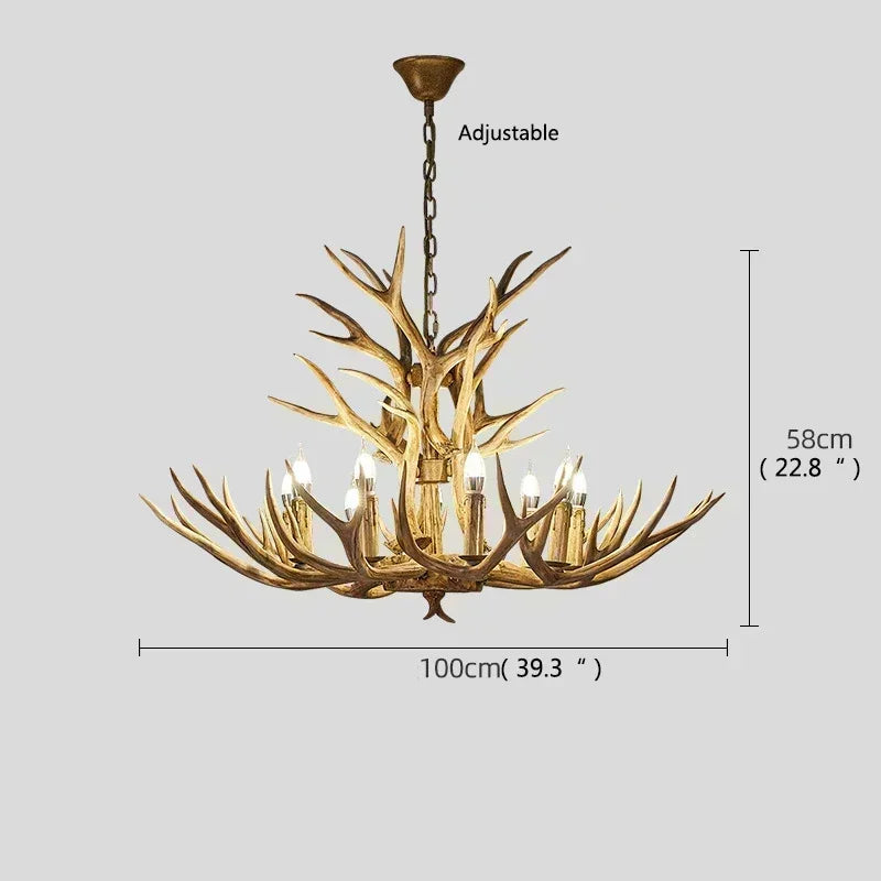 Christmas Style Antler Deer Chandelier for Living Room Loft Large Resin Deer Hanging Lamp Fixture Farmhouse BIg Hanging Light