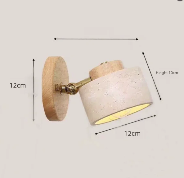 Yellow cave stone Japanese-style wabi-sabi bedroom bedside wall lamp, retro homestay study, rotatable wall lamp with switch for