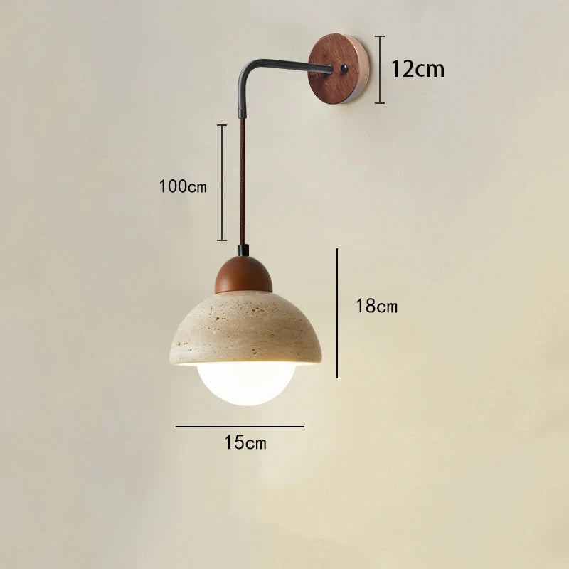 Huangdong stone wabi-Sabi wind bedroom bed wall lamp cream wind living room medieval designer retro home lamps