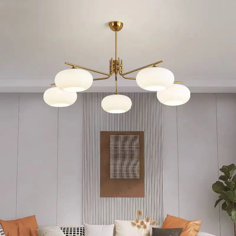 Nordic 3-Light Persimmon Pendant Light – Modern White Glass Ceiling Lamp