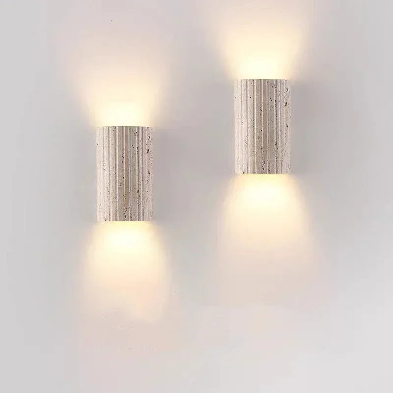 Wabi-Sabi Cave Stone Wall Light – Semi-Cylinder LED Sconce for Bedroom & Hallway