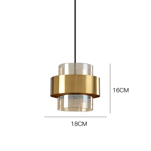 Nordic Glass Pendant Light – Modern Brass & Smoke Glass Hanging Lamp