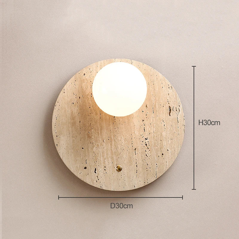 Bedside balcony corridor yellow cave stone decorative wall lamp Japanese wabi-Sabi wind round wall lamp bedroom living room porc