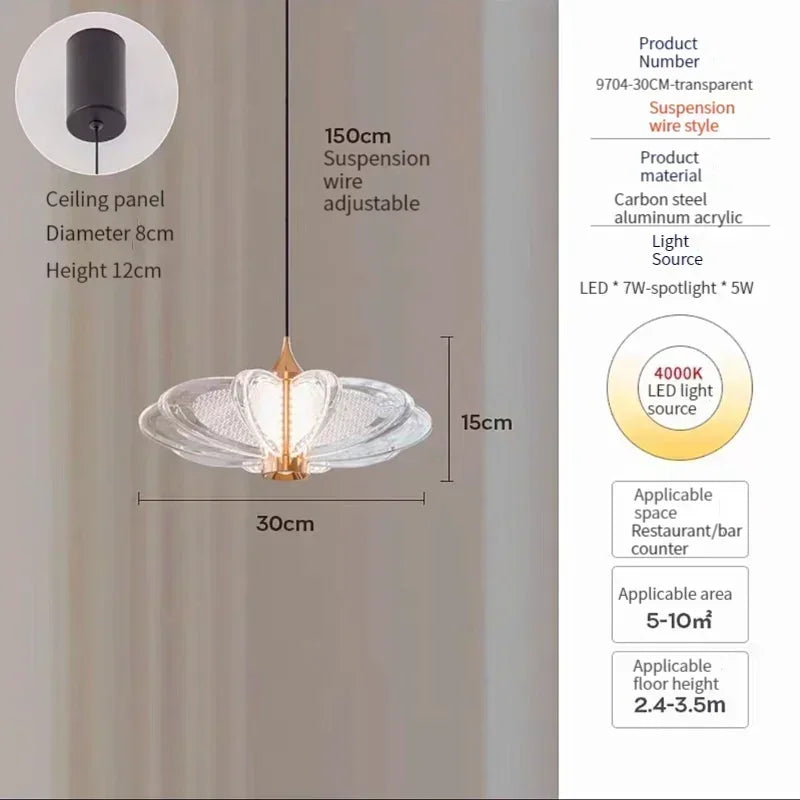 Modern Petal Crystal Chandelier LED – Artistic Minimalist Ceiling Light for Dining Room & Bar