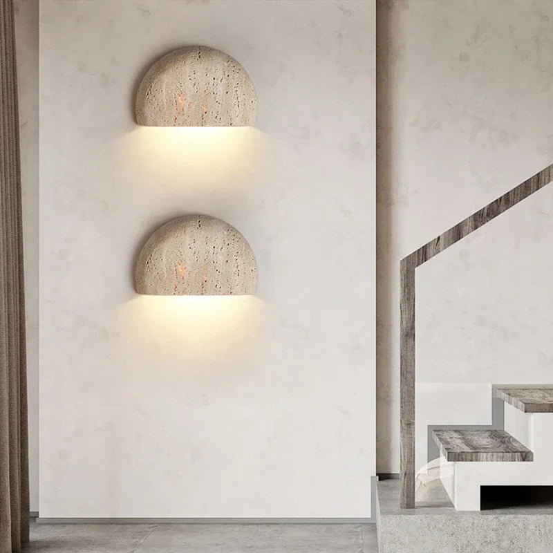 Natural Stone Wall Lamp – Modern Semi-Circular LED Wall Light