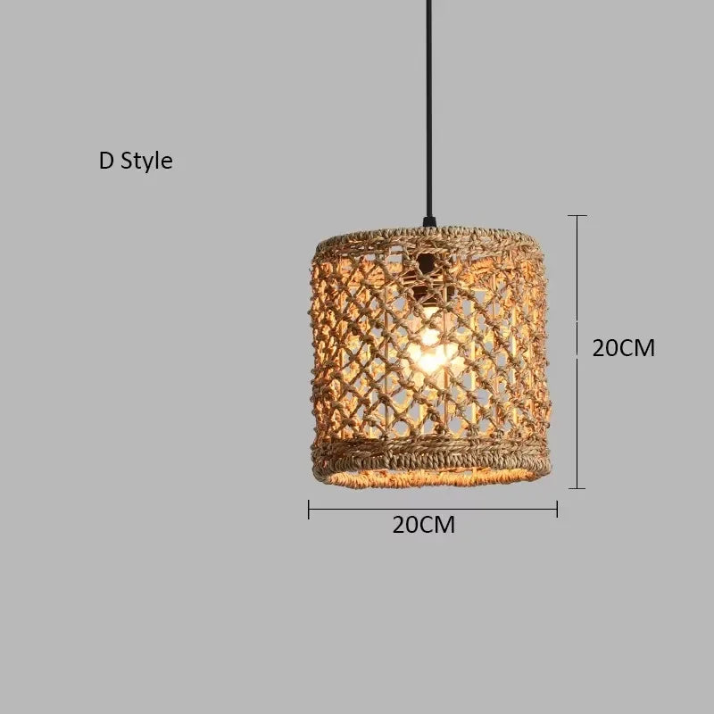 Bamboo Woven Pendant Lamp Rattan Woven Zen Tea Dining Japanese Bamboo Art Lantern Tea House Lighting Fixtures