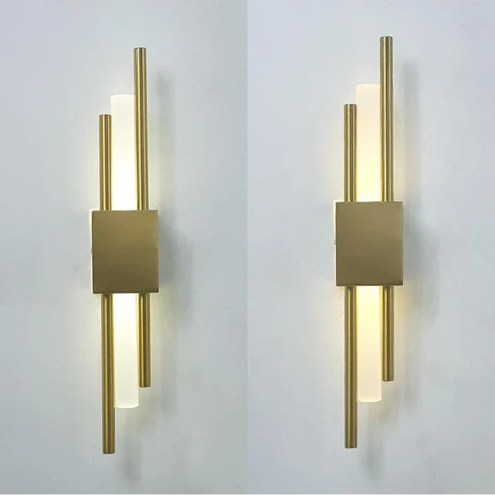 Modern Acrylic Pipe Wall Lamps for Living Room Bedroom Hallway Wall Sconce Light LED Black and Gold Iron Art Room Decor Lighting