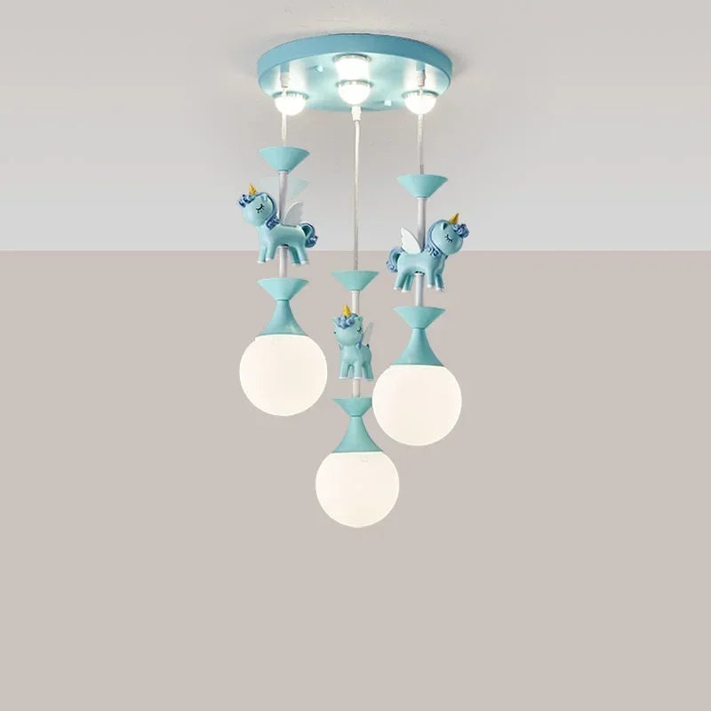 Children's Carousel LED Penadant Chandeliers for Princess Room Bedroom Living Room Hanging Lighting Decor Art Ceiling Lamps