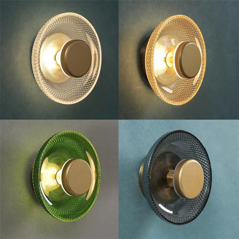 Modern Colored Glass Wall Lamps Nordic Led Lighting Bowl Hanging Sconces Living Bedroom Bedside Lamp Indoor Decor Light Fixtures