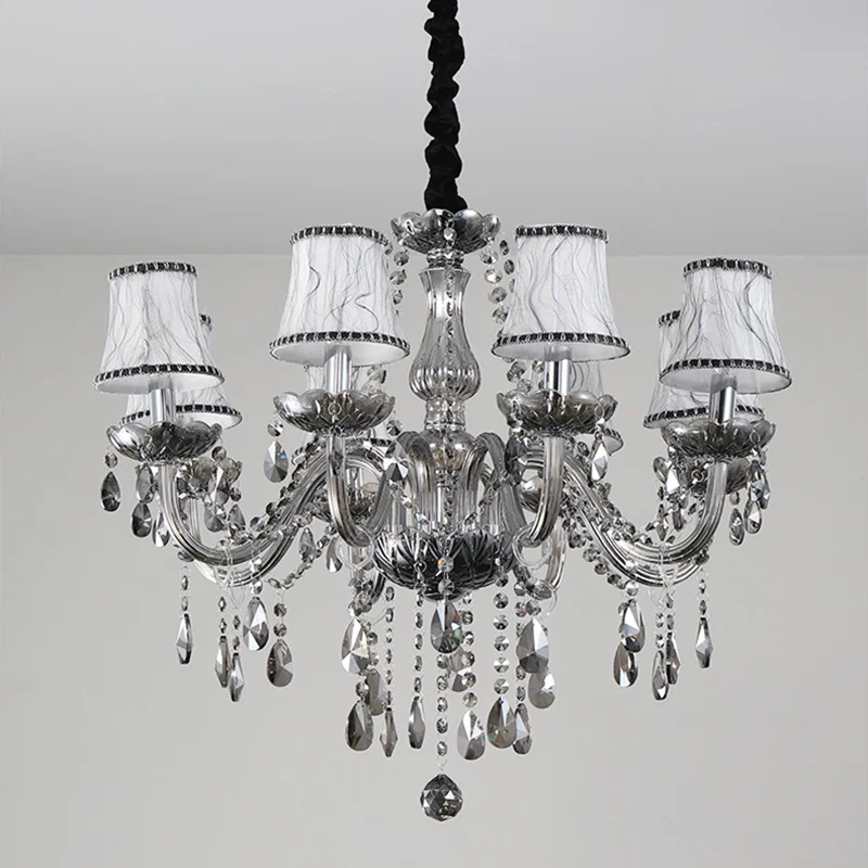 Modern K9 crystal chandeliers ceiling lights Black gray lustre crystal Living dinning room light ceiling indoor home furniture