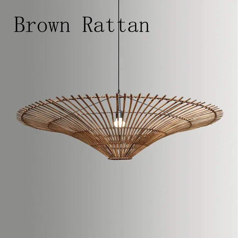 Handmade Rattan Weaving Creative Led Chandelier Restaurant Bar Chinese Tea Room Homestay Bedroom Pendant Lamp Art Decor Lighting