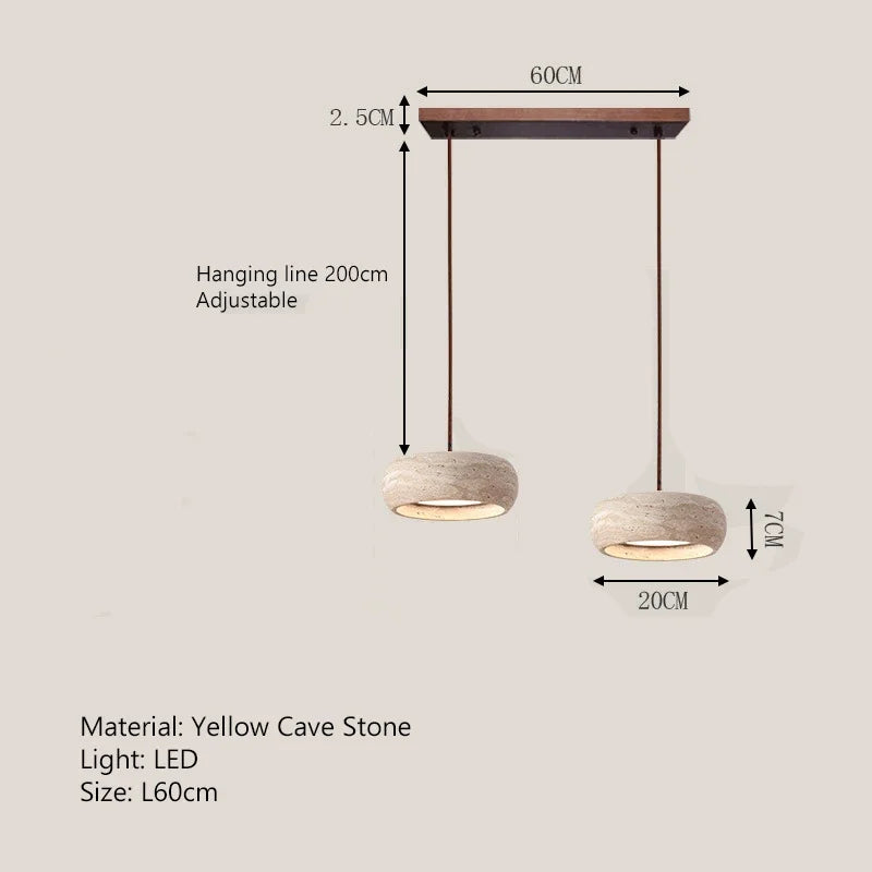 Designer Creative Bedroom Headboard Pendant Lamp Wabi Sabi Yellow Cave Stone LED Living Room Chandelier Foyer Corridor Lighting