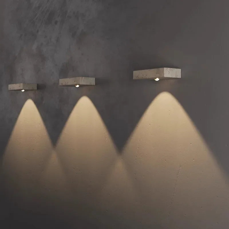 Yellow Travertine Wall Light – Wabi-Sabi Marble LED Sconce