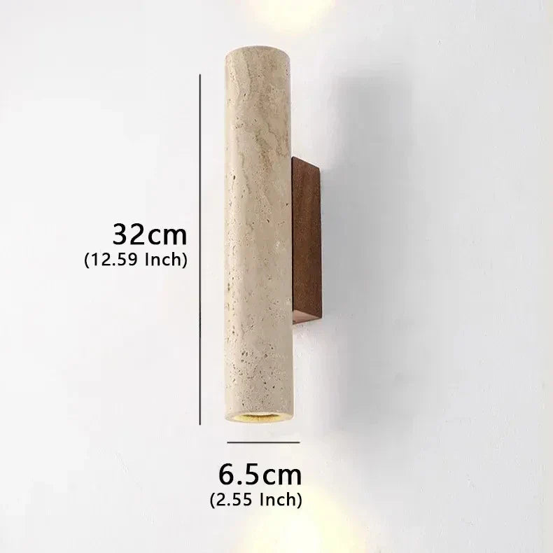 Wabi-Sabi Travertine Wall Light – Dual LED Stone Sconce for Bedroom, Hallway & Living Room