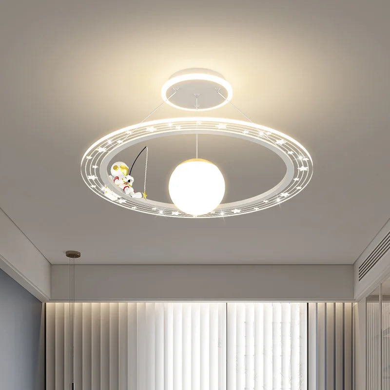 Children's Room Pendant Lamp Creative Cartoon Astronaut Starry Sky Boy Girls Bedroom Chandelier Modern Restaurant Lighting Decor